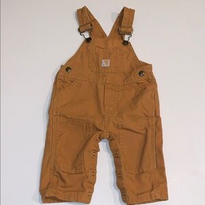 Carhartt Classic Brown Tan Cotton Canvas Bib Overalls Baby Infant Leg Snaps 6mo